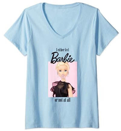 Maglietta Donna Barbie, Ufficiale, Sentirsi Come Barbie Maglietta con Collo a V