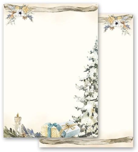 100 Blatt Briefpapier FESTLICHER TANNENBAUM - DIN A4 (210x297 mm), 90 g/m² - Weihnachtspapier