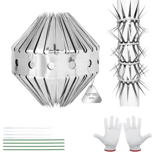 EXLECO Marderschutz Fallrohr Marderabwehrgürtel Edelstahl Marderabwehr 4,8cm*1M Marder Stacheldraht Mardergitter Marderschreck Waschbär Abwehr mit Handschuhe Kabel Dachrinne Schutz Marder Vertreiben