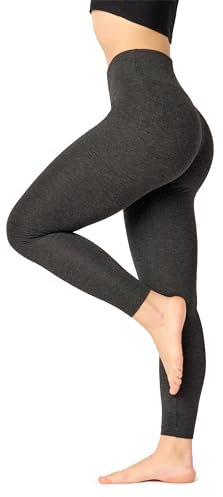 Bellivalini Damen Lange Leggings High Waist Slim aus Viskose für Sport Yoga Gym BLV50-292 (DunkelMelange, M)