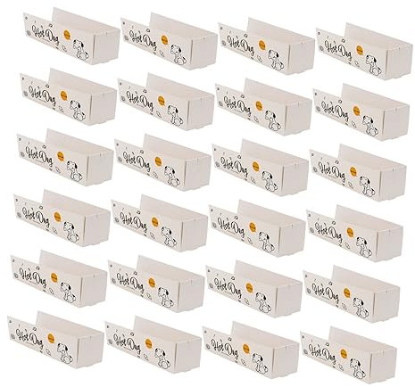 GOOHOCHY 100 Pcs Disposable Hot Dog Paper Boxes Snack Storage Containers with Lids Ideal for Parties Picnics and Events Grease Resistant Design