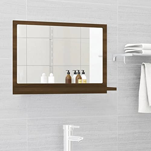 BUKSCYJS Spiegelschrank,Badezimmer Schrankbadspiegel Braun Eichen-Optik 60x10,5x37 cm Holzwerkstoffgeeignet FüR Wohnzimmer, Esszimmer, Badezimmer, Eingang, Toilette, Empfangsraum