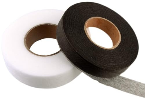 IheDovb 128 Metri Nastro Termoadesivo per Tessuti, 1.5 cm Non è Necessario Cucire Orlo Termoadesivo Forte per Pantaloni, Tende (1.5cm/128 meters, bianco+nero)