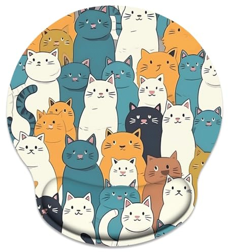 Britimes KJH-7 Ergonomisches Mauspad mit Handgelenkstütze, bunt, niedlich, rutschfeste Gummiunterseite, Mauspad für Zuhause, Büro, Gaming, Arbeiten, Computer, Laptop, einfaches Tippen und