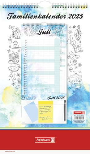 BRUNNEN Familienkalender (2025) „Aquarell“, 1 Seite = 1 Monat, 12 Blatt