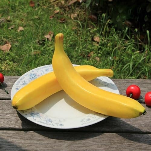 WIIYENA 2 Stück 20 cm Kunststoff-Bananen, lebensechte künstliche Früchte, geeignet für Zuhause, Küchenschrank, Party-Dekoration, Gelb