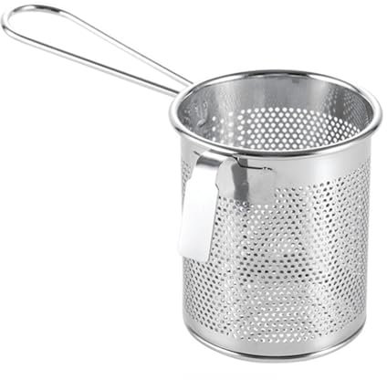 Pasta Strainer,Pasta Strainer Mesh Stainless Steel Colander Mesh Net Strainer Frying Basket Spaghetti Basket for Noodles Dumpling Hot-Pot Type 1
