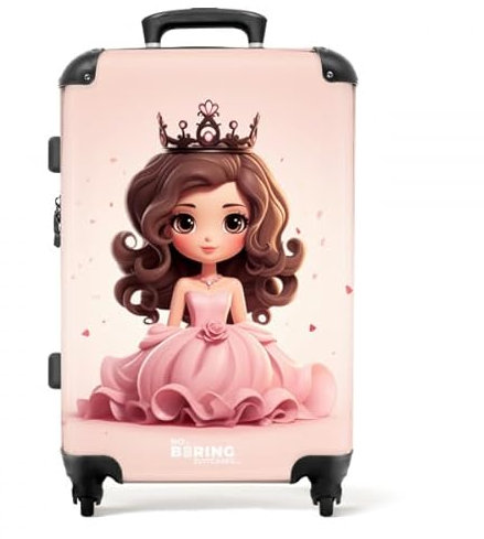 NoBoringSuitcases.com Valise Enfant, Grande Valise, Valise Enfant Fille, Valise Enfant Roulette, Serrure TSA, Valise Rose, Valise Fille Ado, Valise Grande Taille (67cm - 72L), (Princesse - Rose)