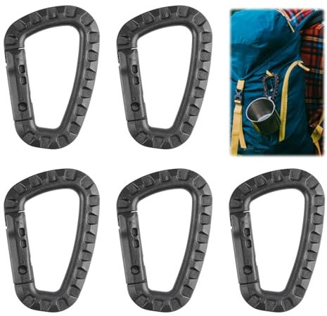5PCS Karabiner Kunststoff, Karabiner schwarz Praktisches, Robuste D Form für Outdoor Aktivitäten Leichtgewichtig und zuverlässig, Ideal für Camping, Wandern Und Mehr!