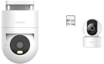Xiaomi Outdoor Cam CW400 Blanc & Smart Camera C200 Blanc 1920 p, Rotation à 360°, Vision nocturne améliorée, Détection de Personnes, Appels bi-directionnels, Cryptage des données