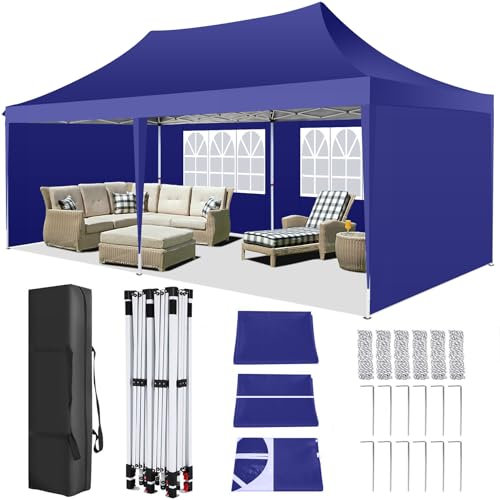 COBIZI Pop Up Gazebo 3mx6m with 4 Removable Sidewalls Waterproof UPF50+ Protection Marquee Gazebo for Parties Commercial Weddings Gazebo with Carry Bag, Navy Blue
