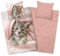 Aminata kids Bettwäsche Katze 135x200 Baumwolle Mädchen | Wende-Kinder-Bettwäsche-Set Katzen-Motiv | Katzenbaby | YKK Reißverschluss rosa niedlich