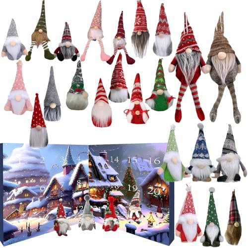 JTYEBY Weihnachtswichtel-Adventskalender Klassiker, Plüschzwerg Weihnachts Countdown Kalender, Einzigartiger Adventskalender für Weihnachts Deko, Mit Sammlerstück Wichtel Puppen