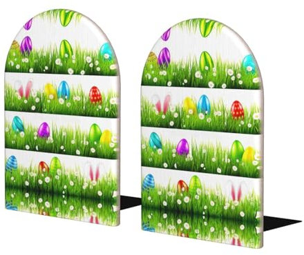 Bunte Osterei-Buchstützen für Regale, schwere Buchstützen, Bücherregalhalter für Zuhause, Büro, Bibliothek, Schule
