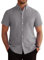 J.VER Men's Short Sleeve Shirt Smart Casual Regular Fit Cotton Button Down Oxford Non Iron Business Work Office Summer Dress Shirts Grey 4XL