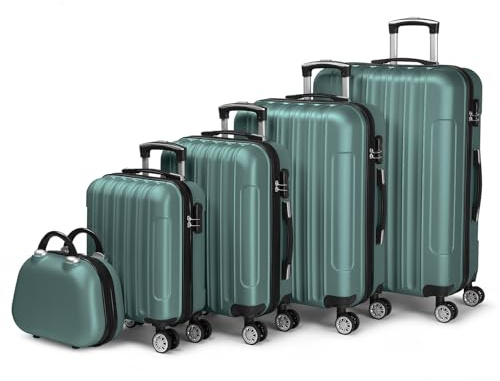 LALAHO Kofferset 3/4/5 teilig | Reisekoffer Set mit Kosmetikkoffer, Hartschalen Koffer Set aus ABS, Gepäckset mit Schminkkoffer und Handgepäck