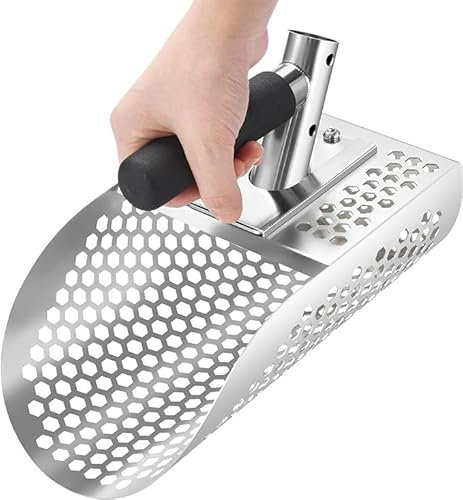 Pala per la rilevazione di metalli, in acciaio inox, pala per il metal detector, accessori metal detector, rastrello per pulci di sabbia per la spiaggia