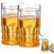 kychenBase 2 boccali di birra finta da 450 ml, a doppio strato, con manico, boccali in plastica per scherzi per bar, casa e feste, regalo durevole e divertente per bevande e fresche vibrazioni estive