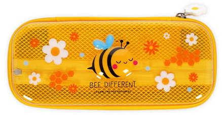 Legami - Astuccio Wonderwow, Tema Bee, 2 Scomparti e Portapenne interno, Scomparto interno con Tessuto a Rete, Chiusura a Zip, 23x11x5 cm