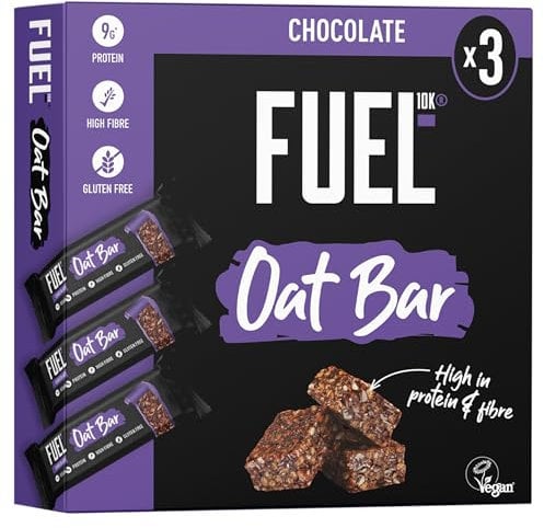 FUEL10K Chocolate Oat Bars, High in Protein & Fibre, 135 g (3 x 45 g Bars)
