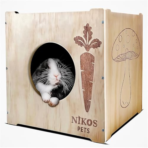 Wooden Rabbit Hideout, Rabbit Bed, Indoor Bunny House, Outdoor Hut.