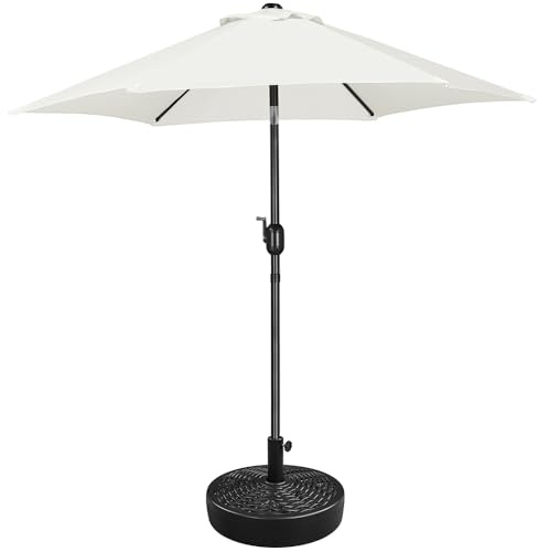 Yaheetech Sonnenschirm mit Schirmständer Φ 230 cm Gartenschirm mit Schirmhalter 22 L Wasser/ 36 kg Sand Befüllbar Neigbar für Garten/Balkon/Terrasse/Markt, Cremeweiß