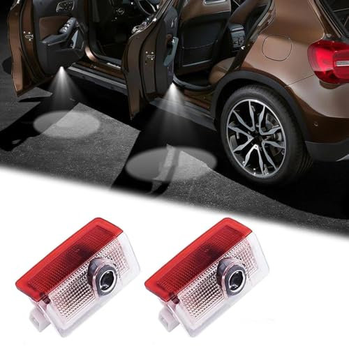Xianjuun Set of 2 Car Door LED Light Logo Projector for Mercedes Benz, Entry Lighting Door Lighting, Car Door Projector Light Accessories for A B C E M G AMG ER W166 W176 W177 W205 W212 W213 W218