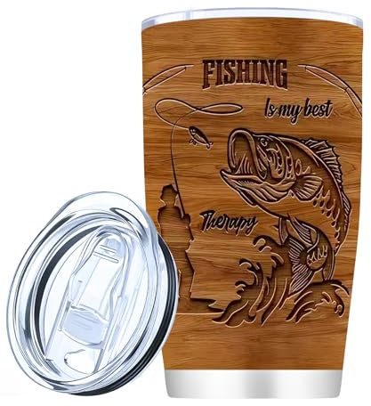 FOLAI Thermobecher- Isolierbecher, Edelstahl Travel Mug, 20oz/600ml Vakuum auslaufsicher Reisebecher mit Deckel, Autobecher, Kaffee Becher(Fisch)