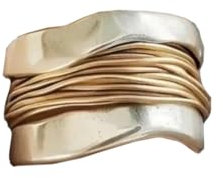 ILESTDG Silver Ring with Gold Threads, 925 Silber Spinner Band Ringe,Minimalistisches Design (10)