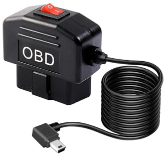Flaconi Auto OBD-Stromkabel für Dashcam,OBD Stromkabel Adapter Hardwire Ladegerät Kabel mit Schalte,12-24 V bis 5 V 23 A, 24-Stunden-Überwachung/ACC-Modus,Geeignet für die meisten Autos (Angle MINI)