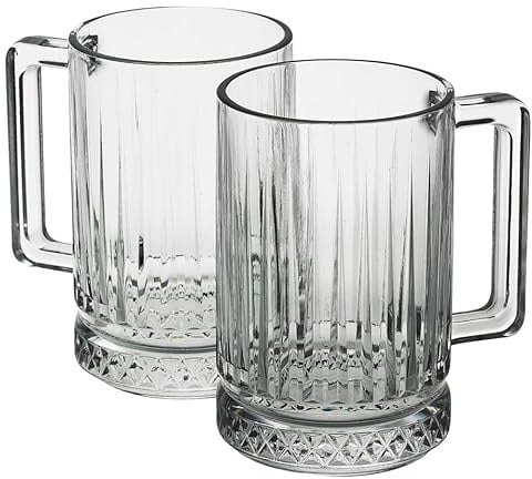 Queensway Home & Dining Glass Coffee Mugs, Latte Cappuccino Hot Drink Cups with Handles, Durable Glass, Dishwasher & Fridge Safe, Perfect for Everyday Use, Gifting, Chilled Desserts, 310ml (2)