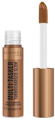 Rimmel Multi Tasker Turbocharged Glow, Highlighter für flüssiges Gesicht, Perlglanz-Pigmente, strahlender und leuchtender Glanz, Vitamine C und E, vegane Formel, feuchtigkeitsspendend, 009 Kerze Girl