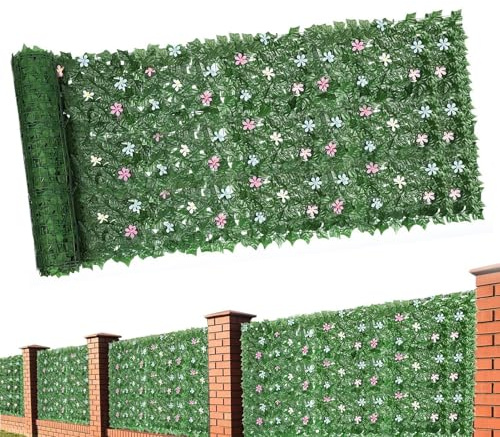 Kustimantu Siepe artificiale di edera per la privacy | fondo vegetale 1 x 3 metri | Realistico Realistico Resistente ai raggi UV Per Piscine Matrimoni Terrazze E Appartamenti