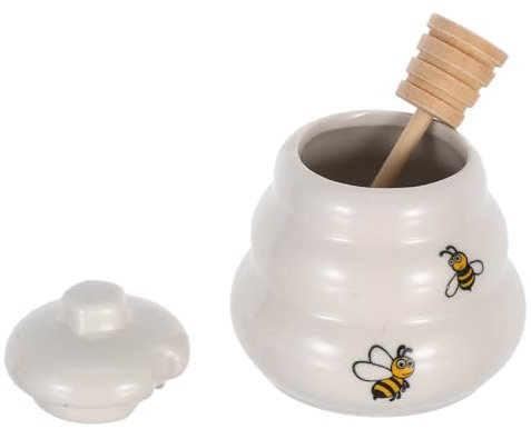 TIDTALEO Decorative Ceramic with Lid Unique Bee Pattern Sugar Bowl Spice Container Porcelain Kitchen Storage Wedding Favor