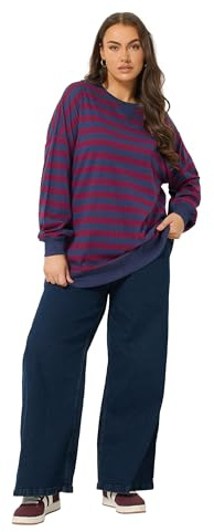 Yours Curve Stripe Balloon Sleeve Top - Women's - Plus Size Curve Red