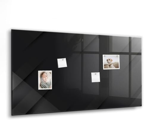Magnetisches Glas-Whiteboard XL | Ultra starke Neodym-Magnete + Schreibzubehör | Perfekt für Besprechungen, Projekte, Lernräume & kreative Planung- 120x60 - Dunkles Wandmuster