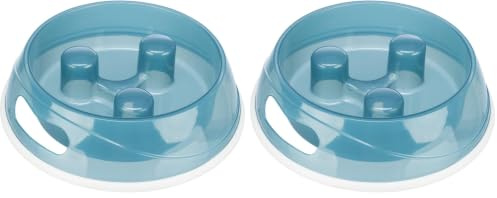 Trixie spülmaschinenfester und Rutschfester Anti Schling Napf Slow Feeding NAPF, Kunststoff/TPR, 1,5 L/Ø 27 cm zufällige Farbauswahl -25033 (Packung mit 2)