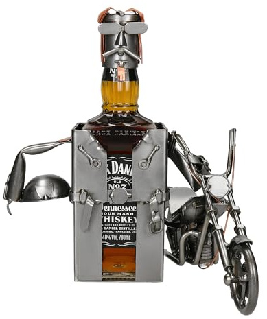 Metalika Whiskey Flaschenhalter, Harley Whiskey 15x24x30 cm Alkoholständer, Metallmännchen, Handarbeit, Handmade, Stahlfigur Motorrad, Geschenkidee, Handgefertigte Metal Dekorative Geburtstagsgeschenk