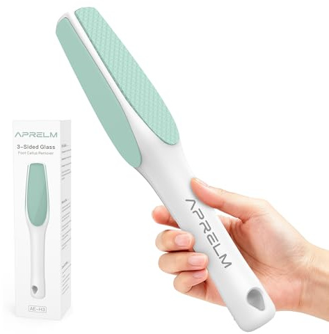 APRELM 3-seitige Nano Glas Fußfeile, 3-in-1 Grob/Mittel/Fein Fuß Hornhautentferner, Professioneller Hornhautentferner für Füße Harte Haut Glatte Polierung (Türkis)