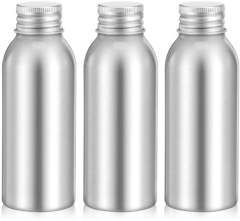Ipetboom 100Ml Aluminium Travel Bottles Set of 3 Round Empty Refillable Metal Bottles with R24 Screw Caps for Essential Oils Lotion and Shampoo Suitable for Cosmetic Application