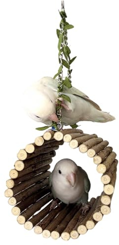 Posatoi per Uccelli da Gabbia Altalena Appesa in Legno per Canarini | Giochi per Pappagallini per Arricchimento Giocoso Gabbia Rosicchiamento e Riposo di Pappagallini Cocorite e Canarini
