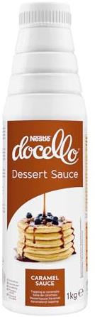 NESTLE DOCELLO Topping Caramello Bottiglia 1L | Topping al caramello dolce, ideale per guarnire dessert e bevande.