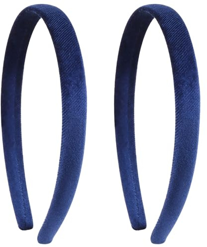 Lot de 2 Bandeaux Bleu Marine, Serre Têtes en Velours, Serre Tete femme Bleu Marine pour Filles et Femmes