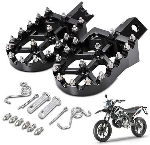BIUGERCN Motorrad Fußrasten, Motocross Fußrasten CNC-Aluminium Breit für Derbi Senda 50 125 Senda DRD Racing/Pro R Senda Baja 125 SM Senda X-Treme Supermoto Pit Bike Motocross Schwarz