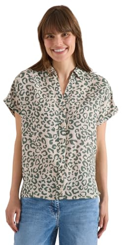 Cecil Damen Hemdbluse mit Leo-Print aus Leinenmix