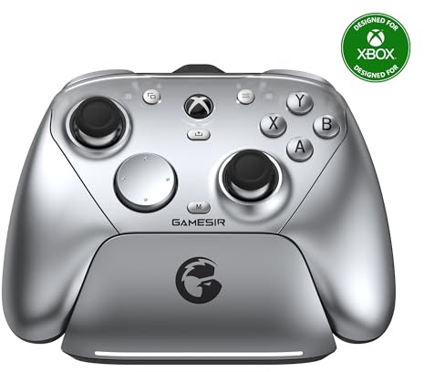 GameSir G7 Pro 1000Hz Controller mit Ladestation für Xbox Series X|S, Xbox One, Windows 10/11 & Android – TMR Joysticks, verstellbare Trigger & 4 programmierbare Tasten – Metallic-Silber