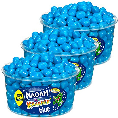 Haribo Maoam, 3er Pack, Kracher Blue / Blau, Dragees, Kaubonbon, 3600g Dosen