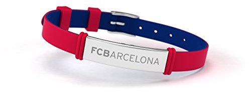 FC Barcelona Armband aus Silikon und Edelstahl, verstellbar, modisch, offizielles Lizenzprodukt, Rot
