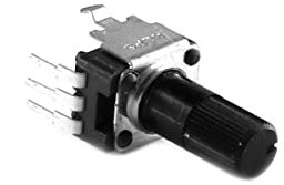 ALPS RK09K1130081 PCB Potentiometer für Printmontage, 10K lin, mit Mittenstellung, stehend, H 20mm, 6mm Achse geriffelt, ALPS Serie RK09K/RK09D