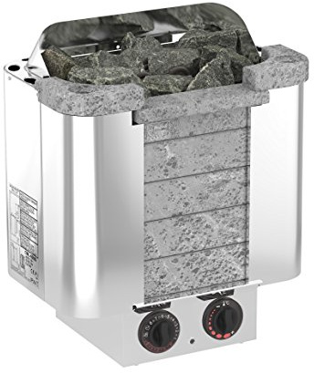 SAWO CUMULUS 4,5 kW Elektrische Saunaofen; mit integrierte Steuerung (NB-Modell); Multispannung: entweder Einphasig oder 3-Phasig; Edelstahlgehäuse mit Speckstein vorne